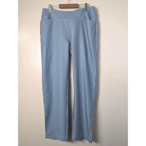 Cegolfs Golf Pants Blue Check Women's Size L Stretch Pockets Athletic - Picture 1 of 9